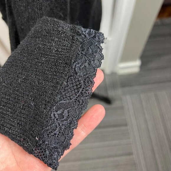 J.Crew Mercantile Black Alpaca Blend Lace Trim Button Cardigan – Size M - Picture 8 of 11